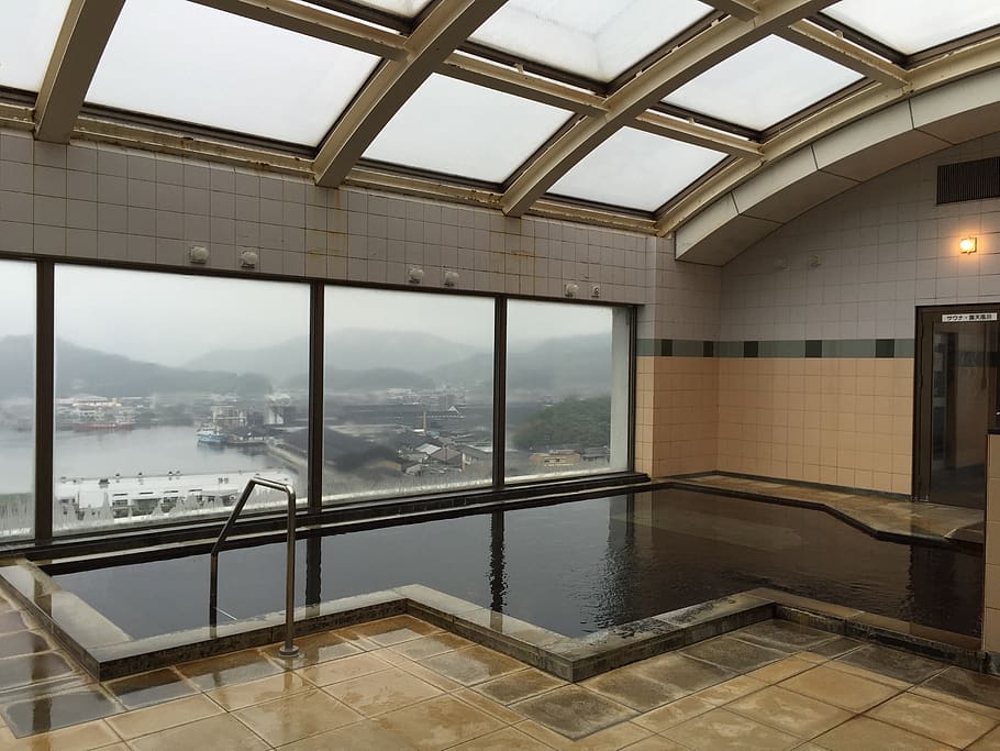 pool, window, spa, view, building, cityscape, indoors, glass - material HD wallpaper