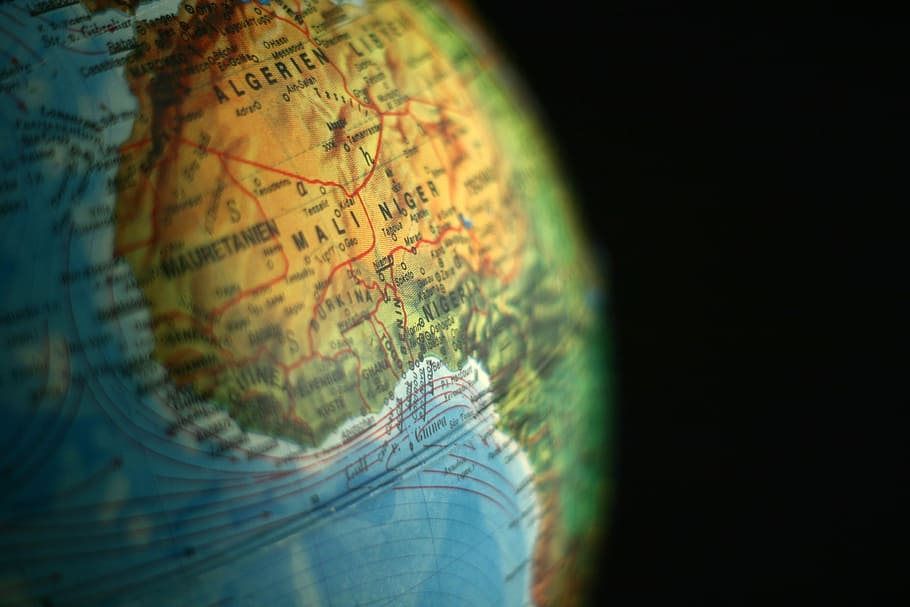 photo of world map, globe, algeria, niger, mali, africa, continents