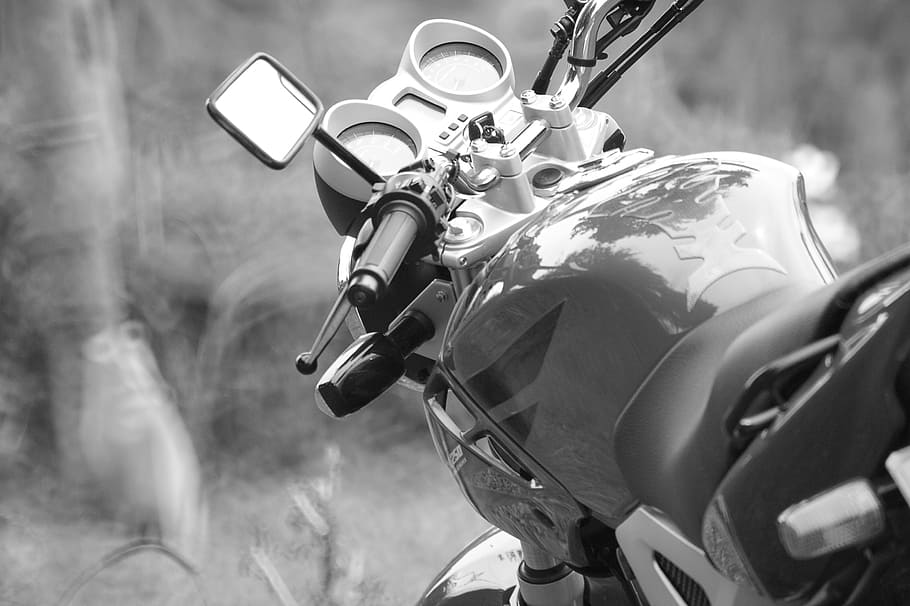 image, black and white, moto, vehicle, transport, motorcycle, HD wallpaper