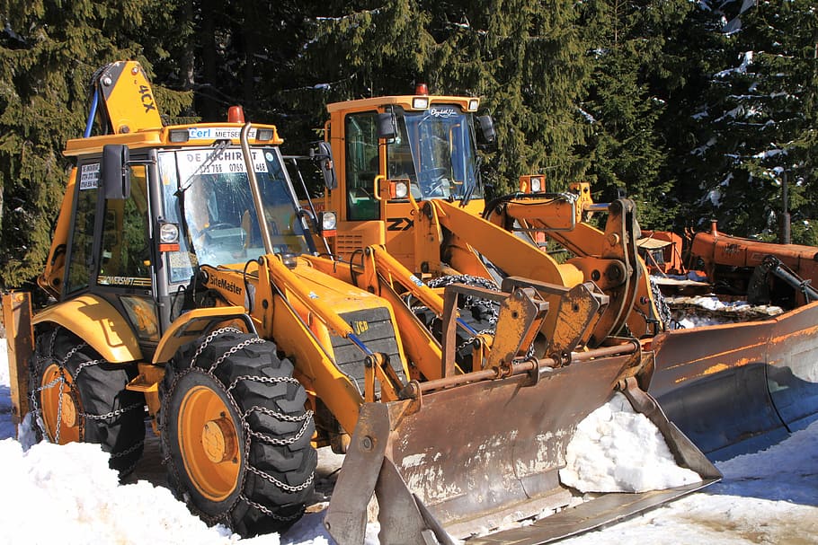 backhoe, cold, digger, snowplow, loader, tractor, editorial, HD wallpaper