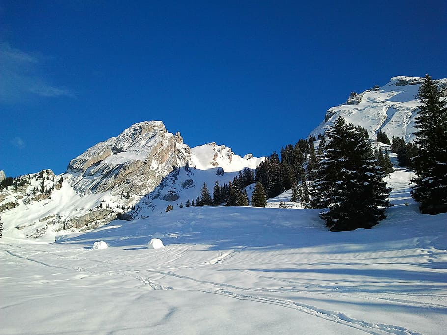 mountain, snow, winter, landscape, cold temperature, sky, beauty in nature HD wallpaper