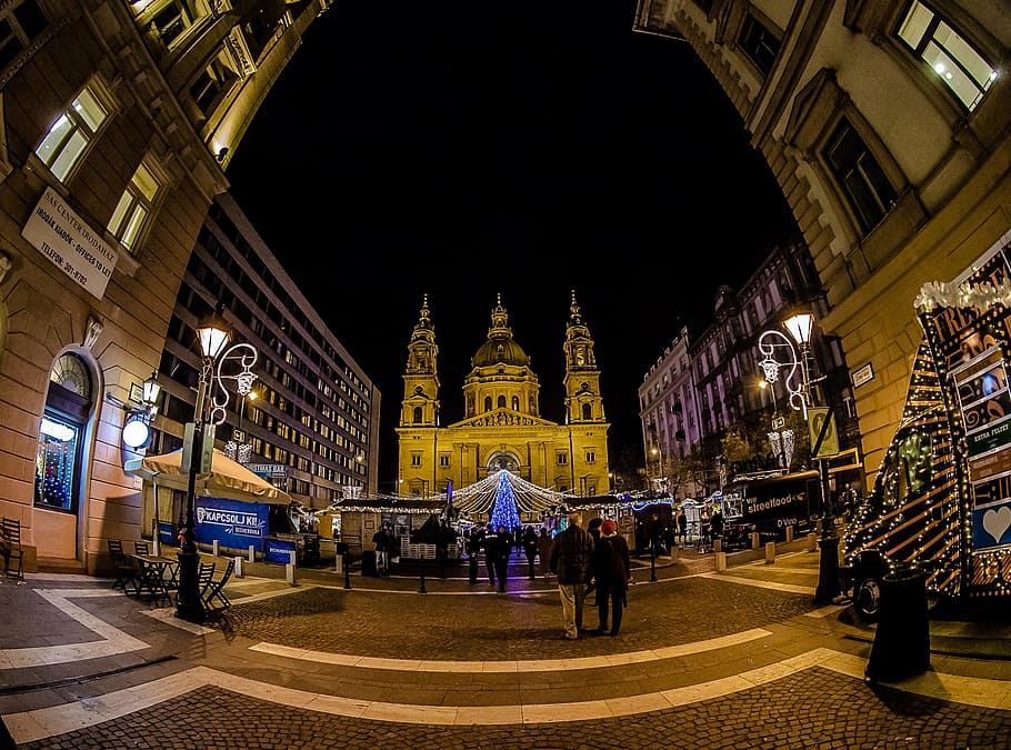 Budapest, Advent, Fair, At Night, Night, Light, christmas tree HD wallpaper