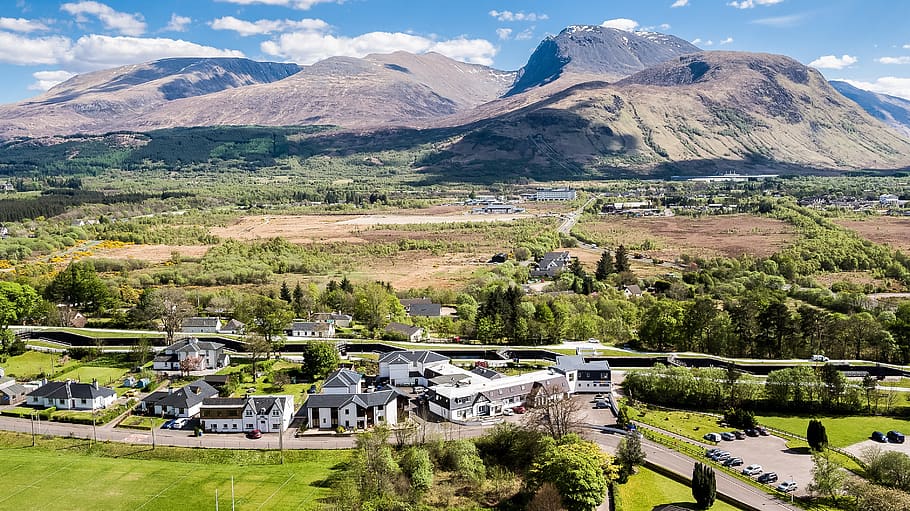 ben nevis, drone, aerial, scotland, countryside, highlands, HD wallpaper