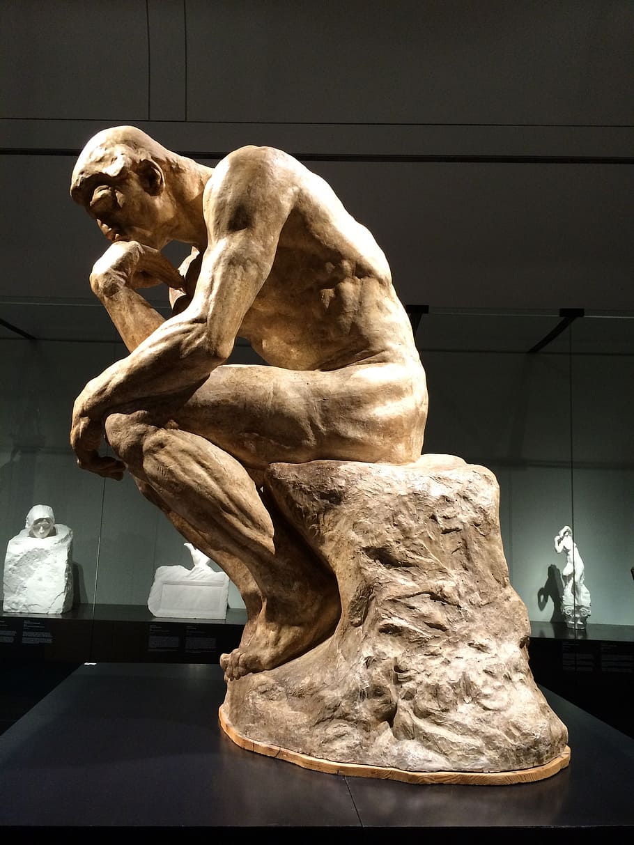 The Thinker statue, auguste rodin, sculpture, art exhibition, HD wallpaper