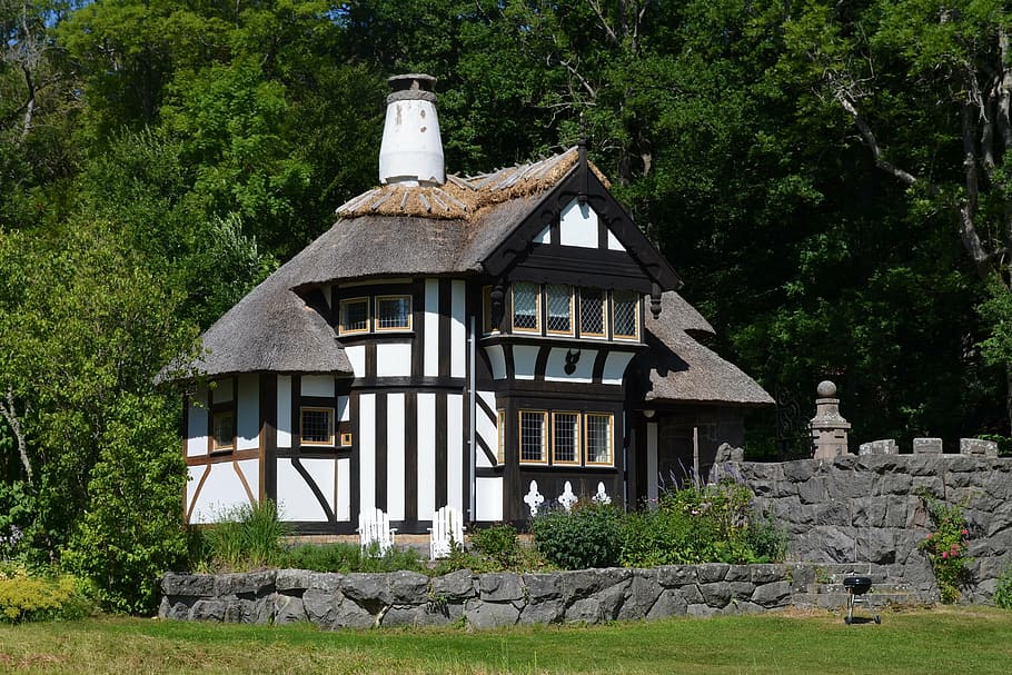 gatehouse, forest, truss, wall, fachwerkhaus, nostalgia, thatched roof HD wallpaper