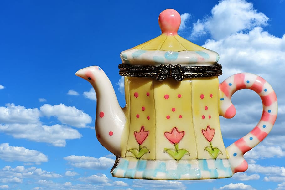 teapot, drink, coffee pot, relax, afternoon, ceramic, blue HD wallpaper