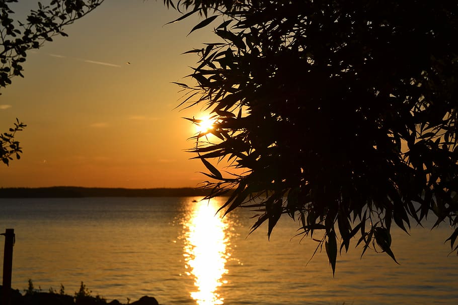 Beach, Lake, Sunset, Water, summer, midsummer, landscape, island HD wallpaper