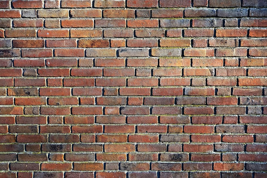 concrete brick wall, masonry, brickwork, red brick wall, pattern HD wallpaper