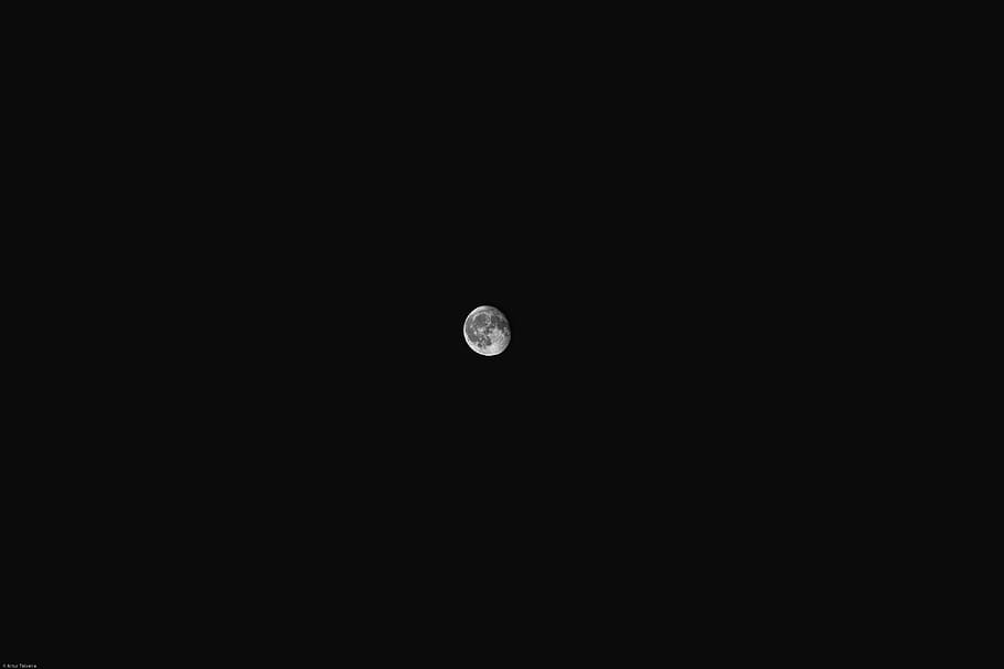 The Moon, moon on sky, black, night, dark, space, astronomy, copy space HD wallpaper