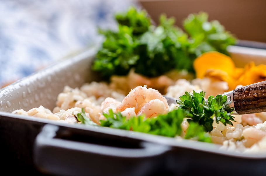 shrimp, risotto, shrimp risotto, meal, food, rice, kitchen HD wallpaper