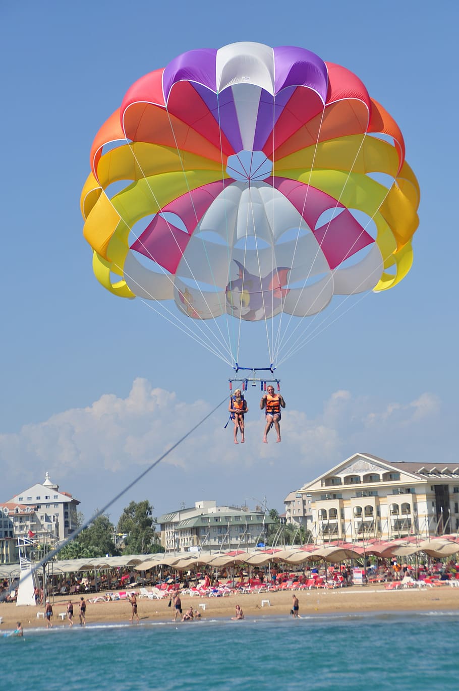 Parasailing, Beach, Holiday, beach holiday, side, mid-air, large group of people HD wallpaper