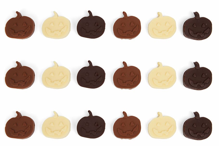 autumn, brown, candy, chocolate, face, fall, food, fun, halloween HD wallpaper