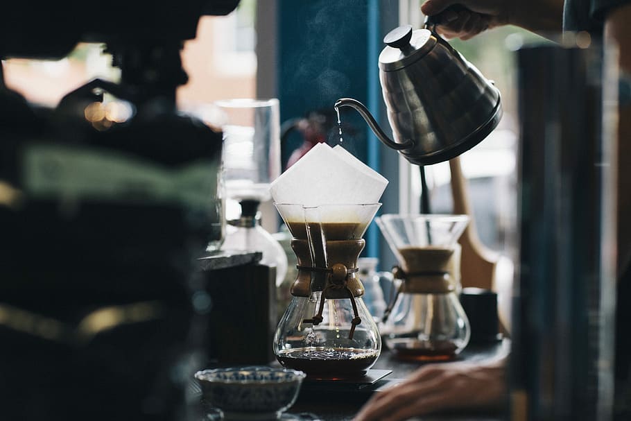 selective photo on gray metal tea pot, coffee bar, brew, cafe HD wallpaper