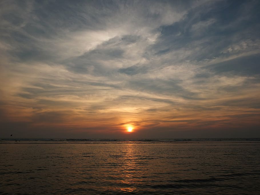 sunset, ocean, india, goa, landscape, beach, sky, outdoors HD wallpaper