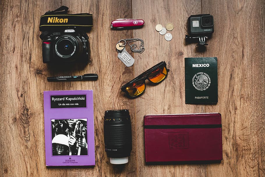 black Nikon DSLR camera on wooden surface, lens, tech, equipment HD wallpaper