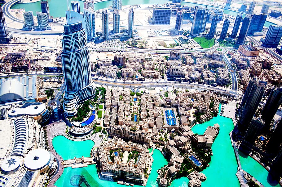 bird's eye view of city, Dubai, Landscape, Skyscraper, aerial view HD wallpaper