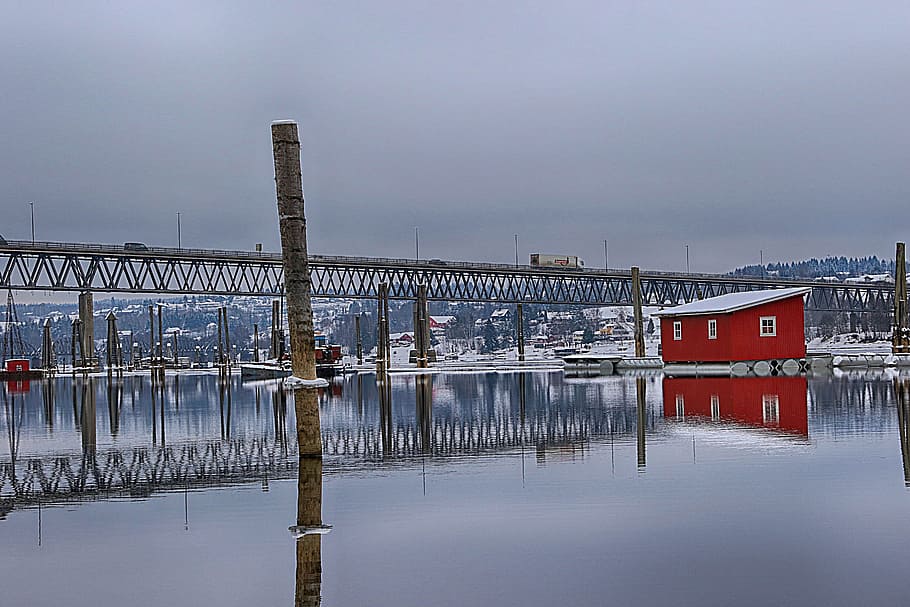 water, reflection, outdoors, pier, bridge, architecture, building exterior HD wallpaper