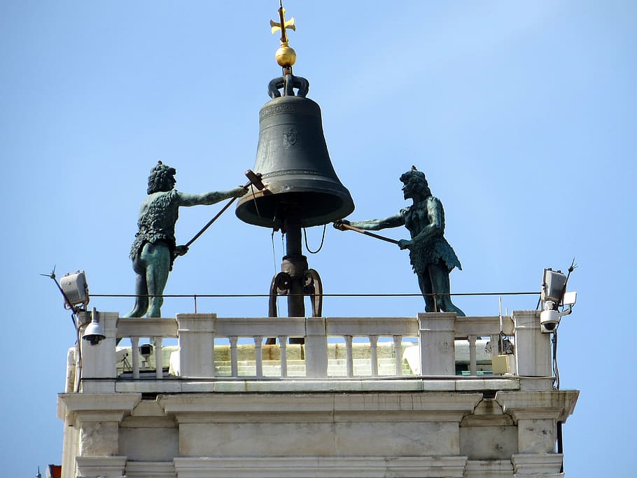 venice bell, piazza, mark, st, san, marco, italy, europe, tower, HD wallpaper
