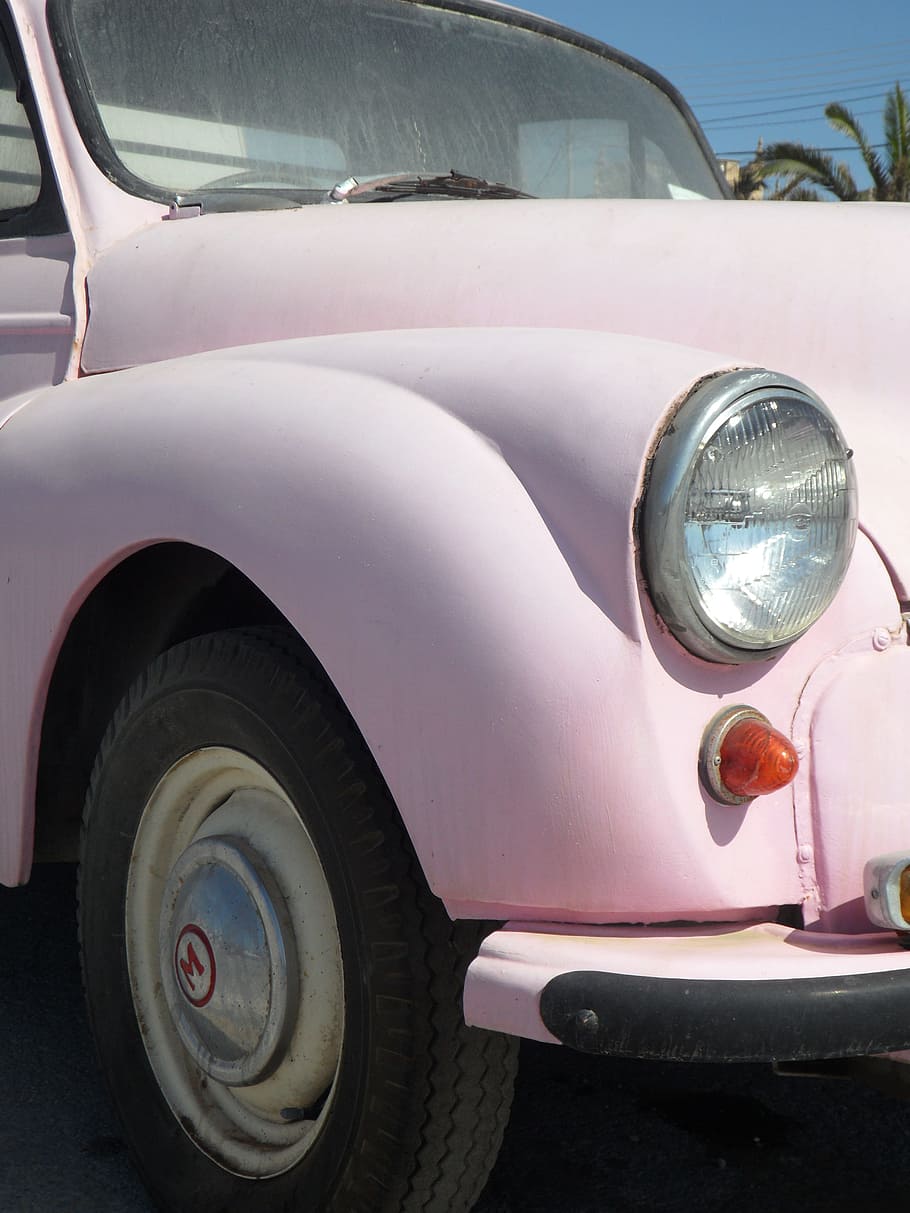 auto, old, oldtimer, morris, pink, mode of transportation, land vehicle HD wallpaper