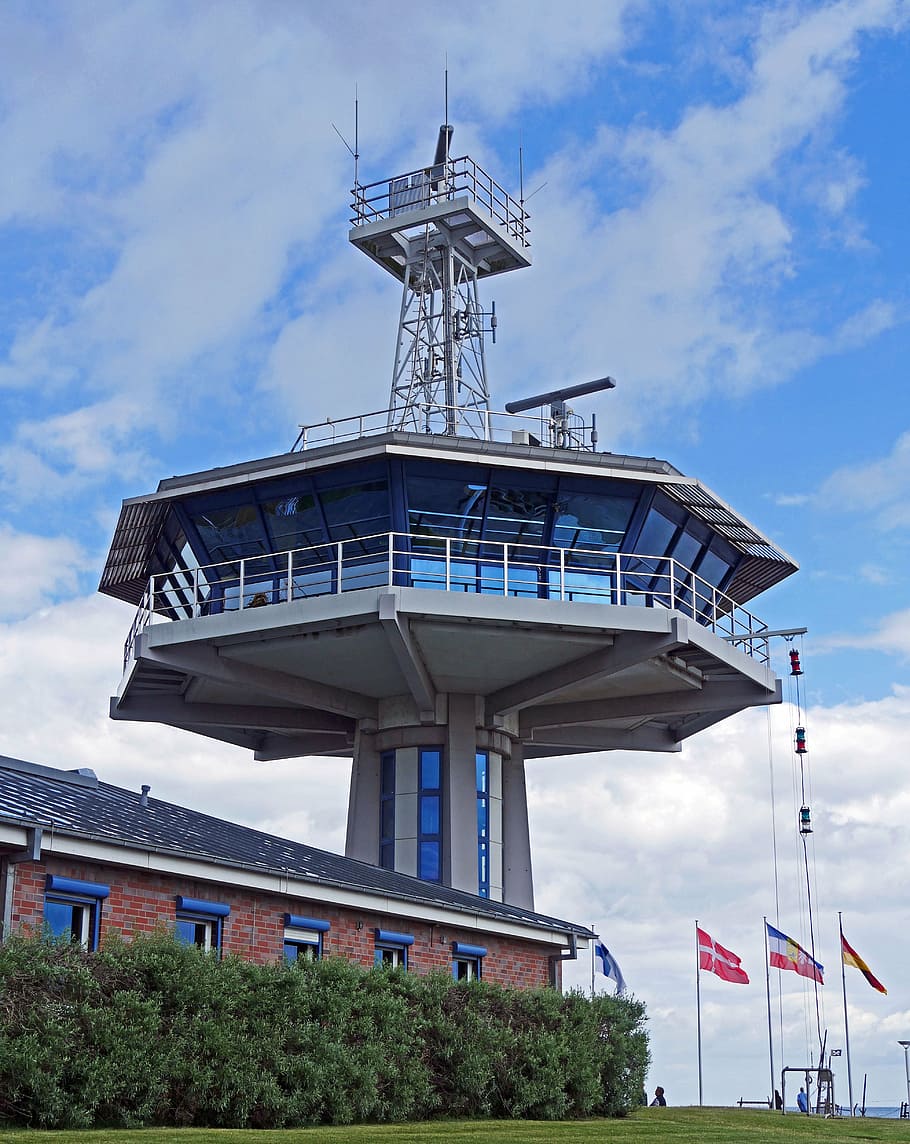 control tower, harbour entrance, lübeck-travemünde, ferry
