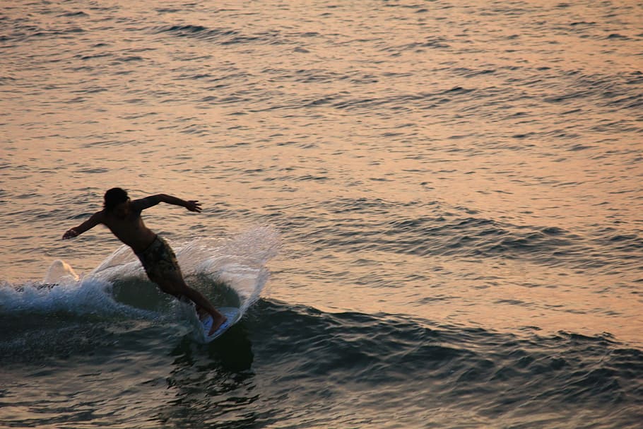 Surfer, Wave, Beach, sport, skill, one person, day, outdoors HD wallpaper