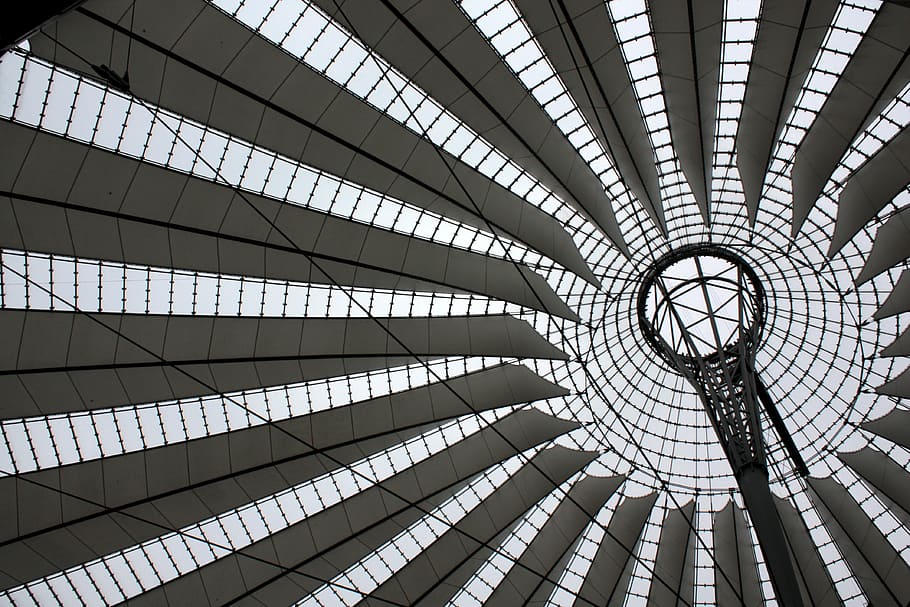 berlin, sony center, architecture, roof, built structure, pattern HD wallpaper