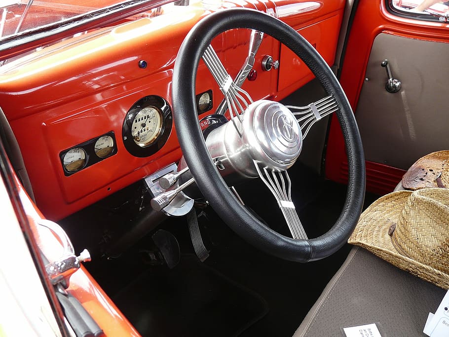 Dashboard, Steering Wheel, Interior, auto, american, oldtimer HD wallpaper