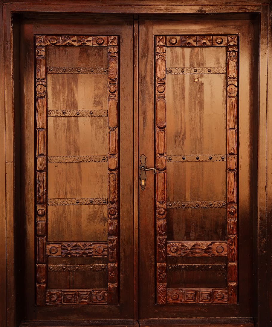 photo of brown wooden 2-door cabinet, closed, decor, decoration HD wallpaper