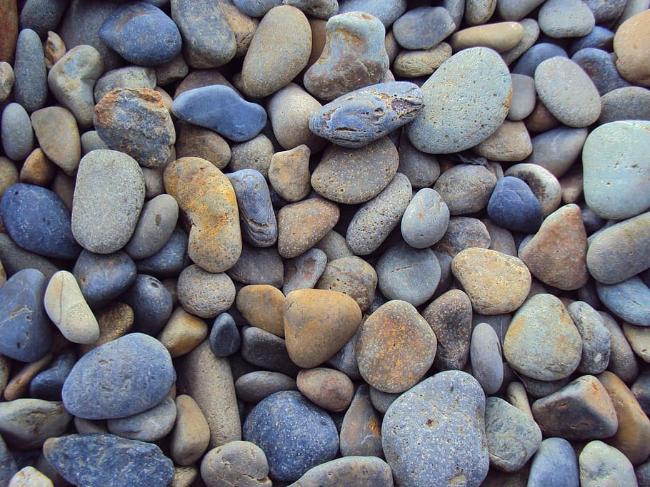 gray stone fragment lot, pebbles, stones, rocks, landscaping, HD wallpaper