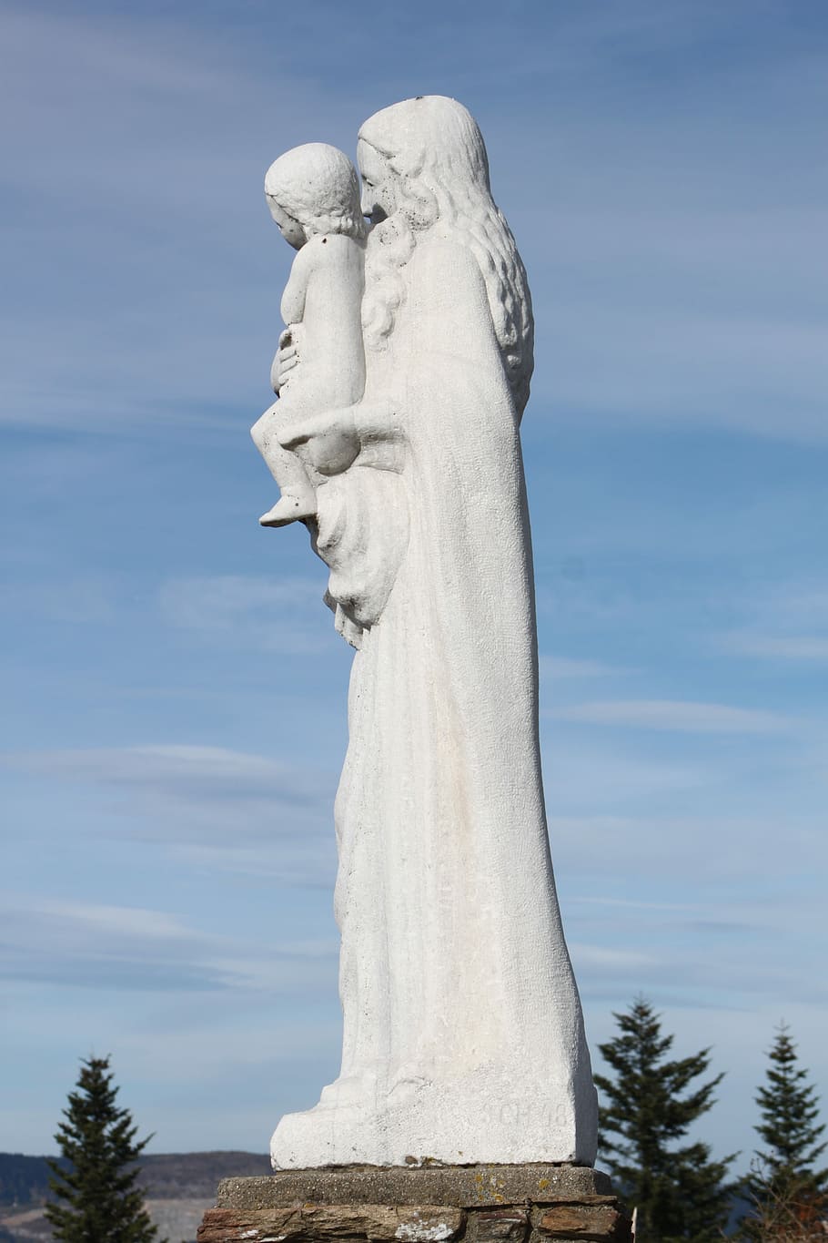Statue, Mountain, Madonna, maria, sculpture, sky, cloud - sky HD wallpaper
