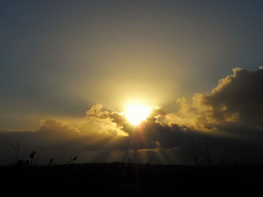 Sunset, Outdoor, Sunlight, sky, sunbeam, silhouette, cloud - sky HD wallpaper