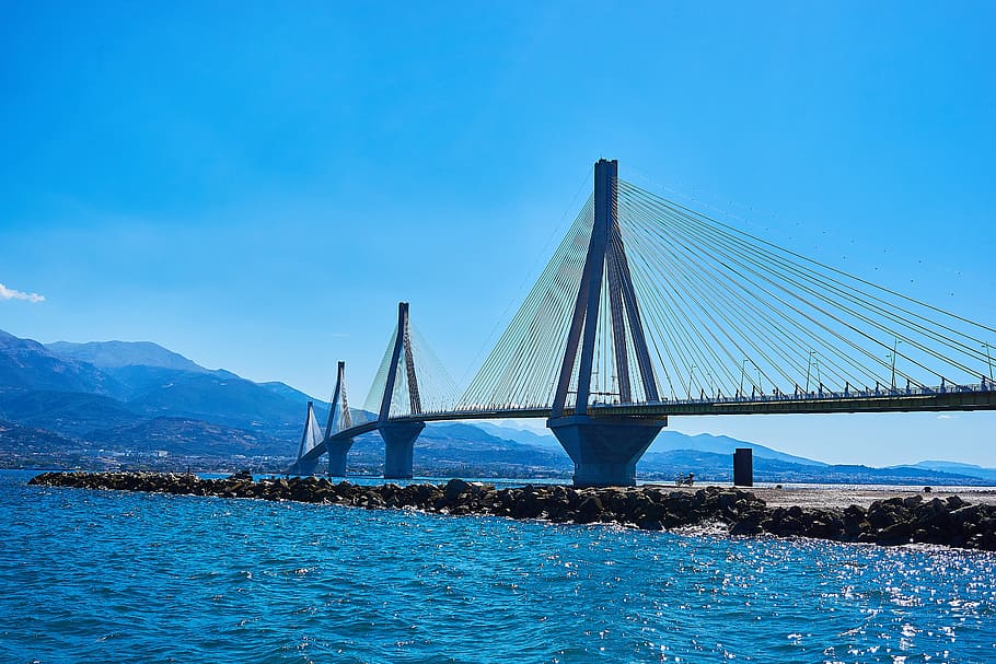 greece, architecture, bridge, building, suspension bridge, rio-andirrio bridge HD wallpaper