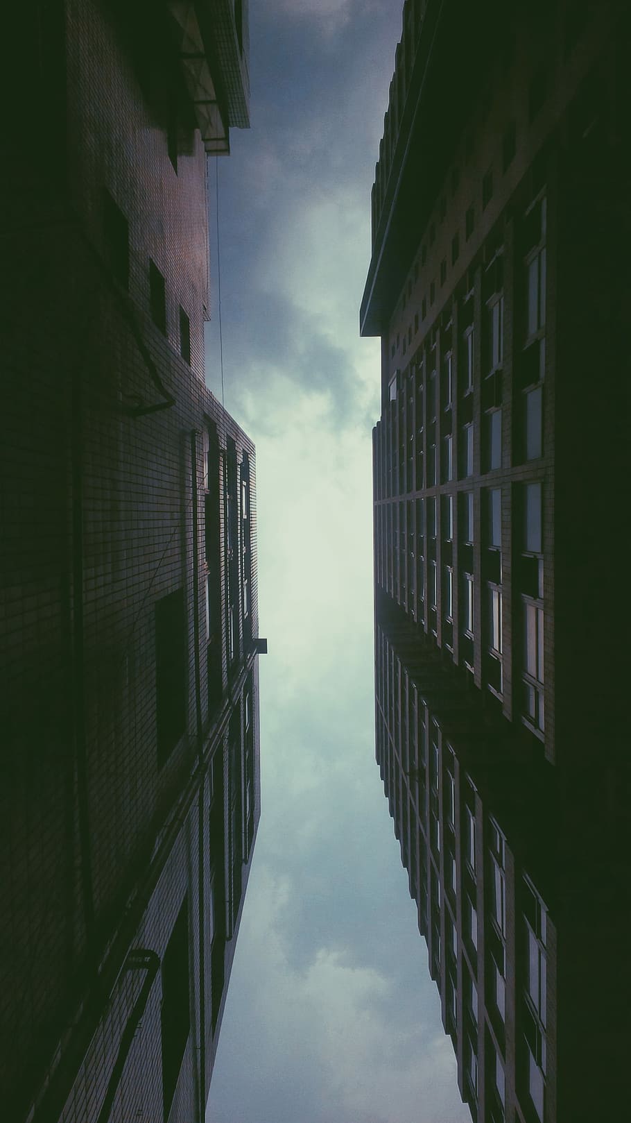 worm's eye view photo of high rise buildings, low angle photography of brown high rise buildings HD wallpaper