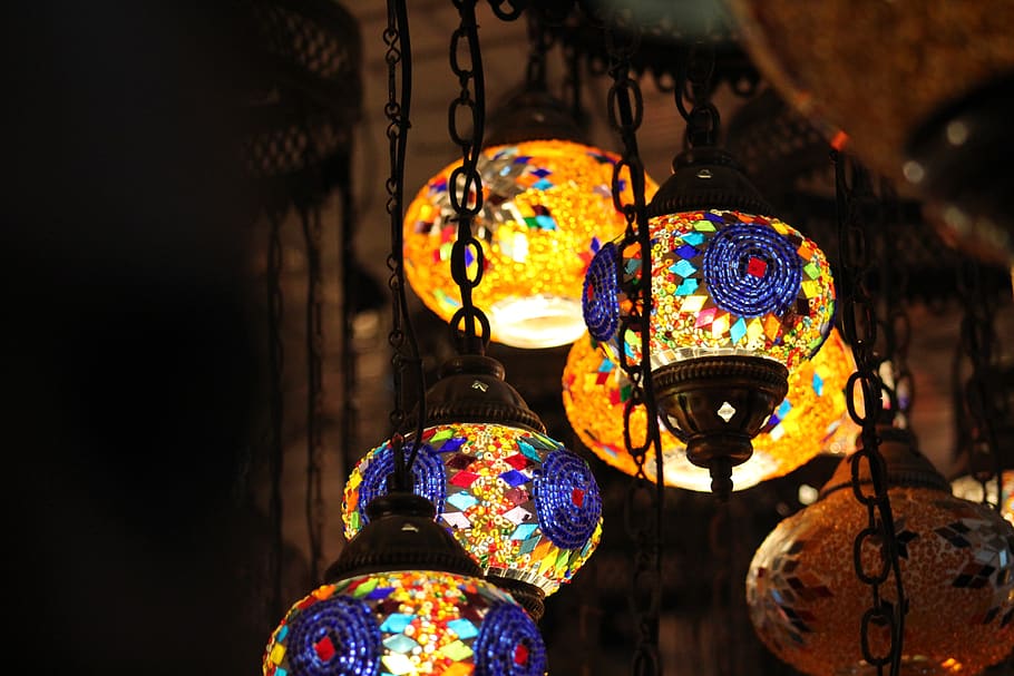 lantern, decoration, celebration, light, ramadan, festive, multi colored, HD wallpaper