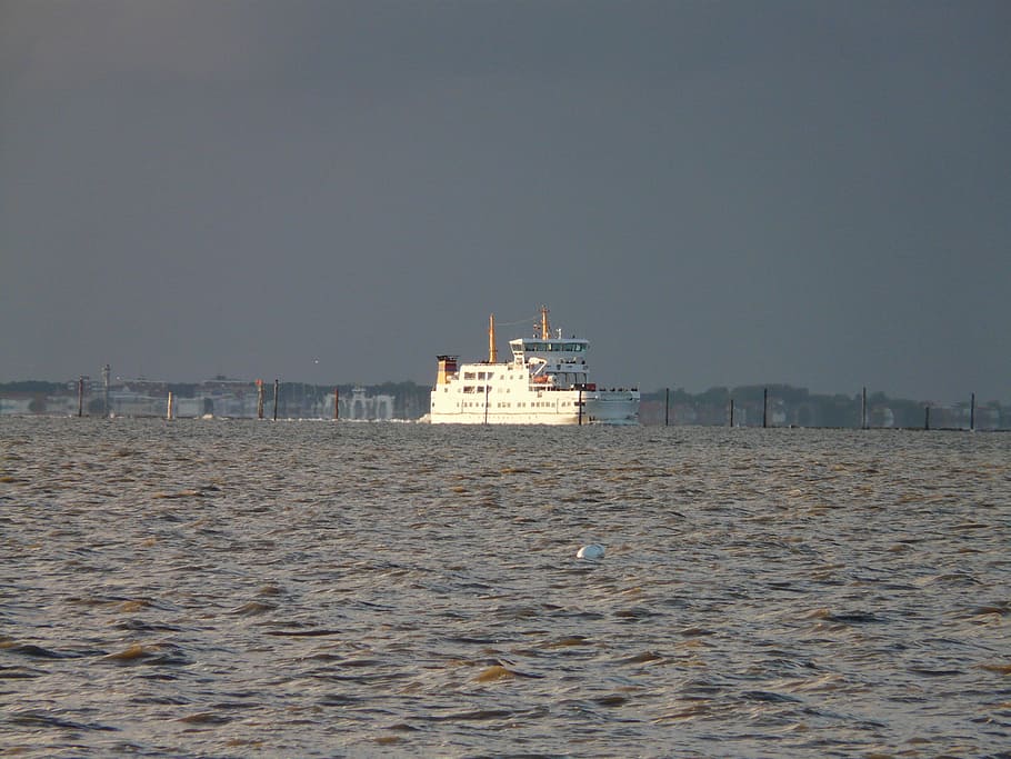 ferry, ship, boot, shipping, transport, cross, water, sea, ocean HD wallpaper