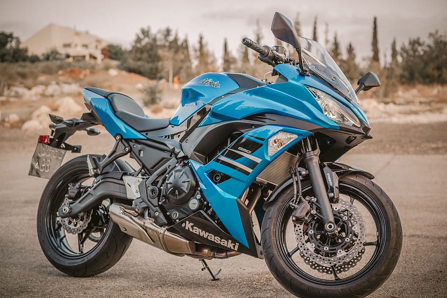 road, sky, trees, bike, engine, machine, motorcycle, outdoors HD wallpaper