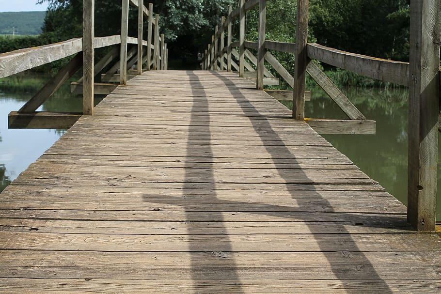 bridge, river, pond, web, bach, water, shadow, lake, waters HD wallpaper