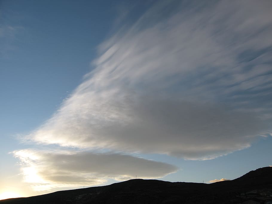 clouds, blue skies, heaven, mountains, blue sky, landscape HD wallpaper