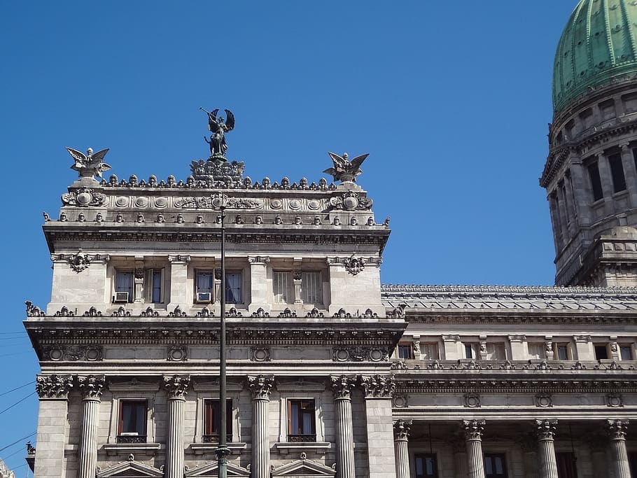 buenos aires, facade, columns, architecture, building exterior, HD wallpaper