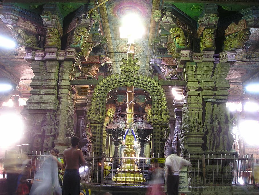 india, temple, tower, colorful, decorated, holy, madurai, religion, HD wallpaper