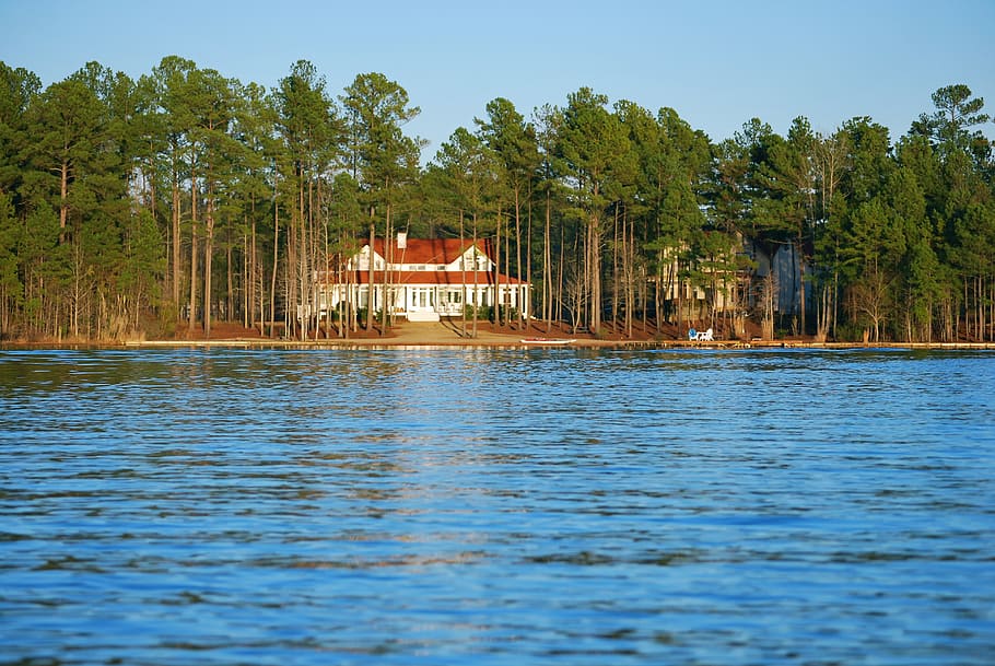 lake house, vacation, blue, water, breezy, countryside, cozy