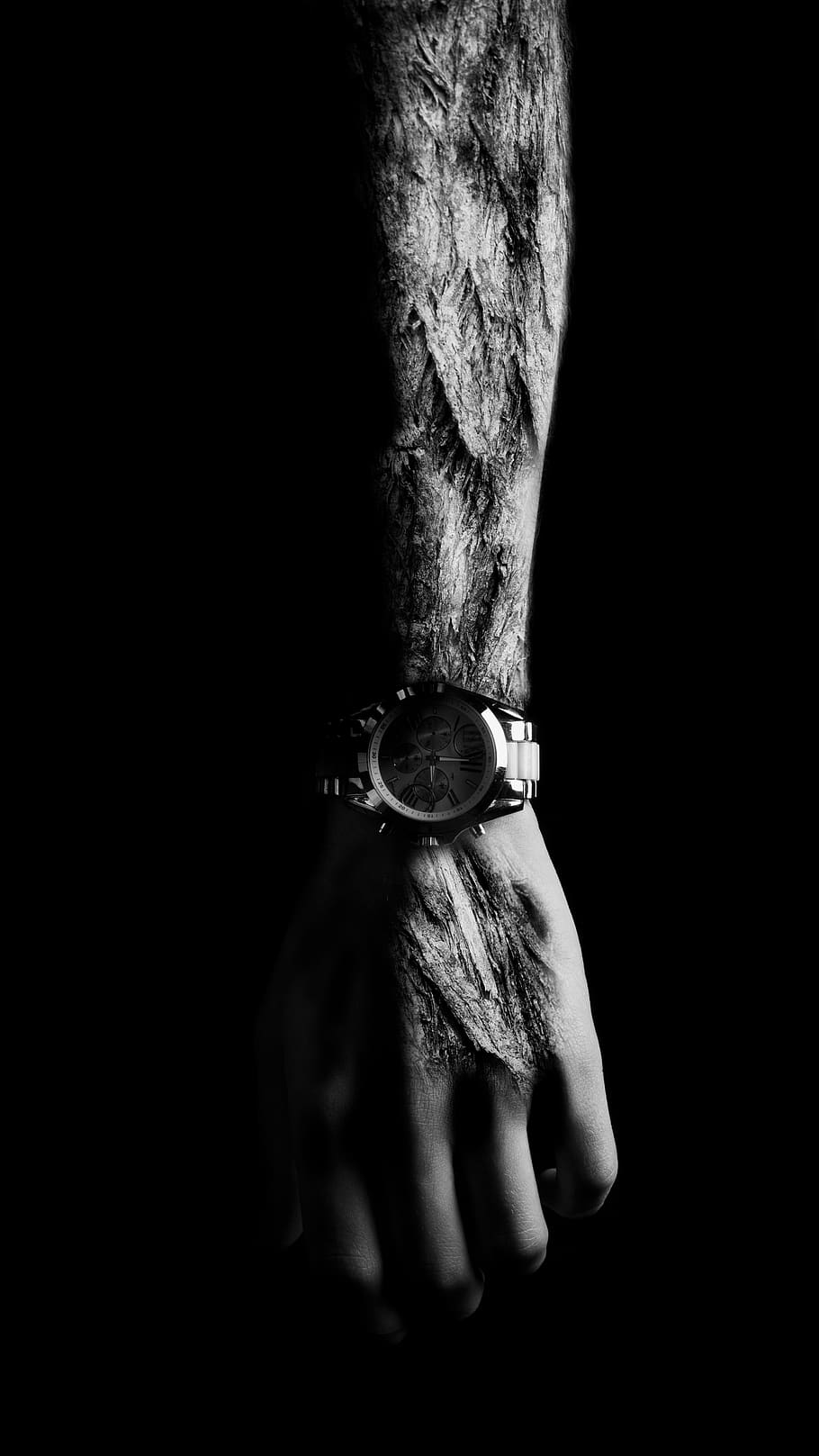 arm, surreal, composing, human, light, mystical, wrist watch, HD wallpaper