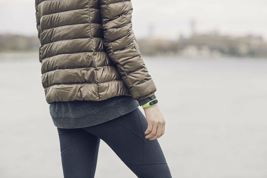 man in beige jacket standing, cold, weather, coat, smart, watch HD wallpaper