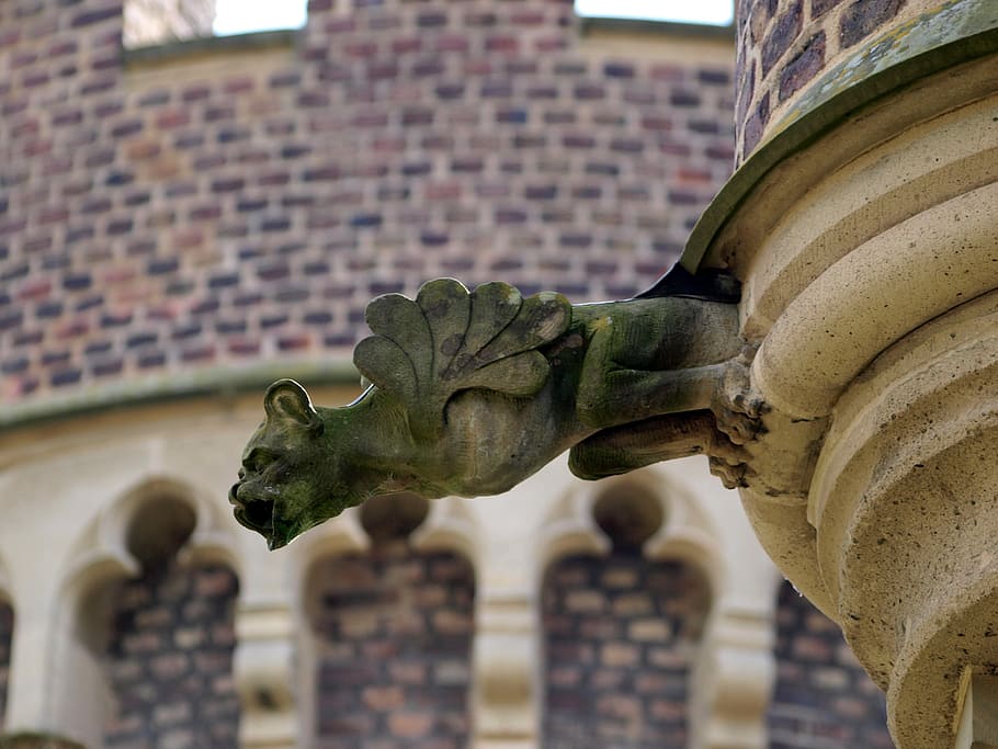 tower guardian, castle, gargoyle, dragon, sculpture, statue HD wallpaper