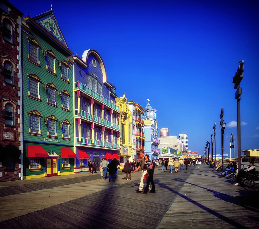 HD wallpaper: atlantic city, new jersey, boardwalk, buildings, shops ...