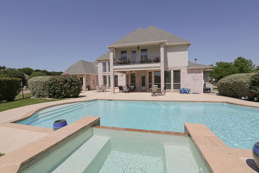 pool, backyard, swimming pool, architecture, building exterior HD wallpaper