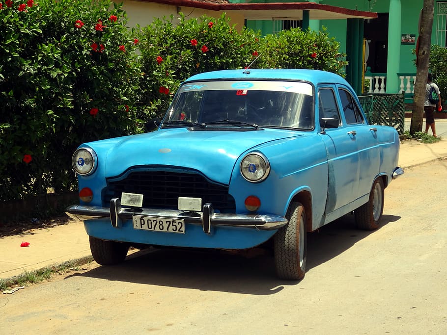 car, retro, cuba, blue, mode of transportation, land vehicle HD wallpaper
