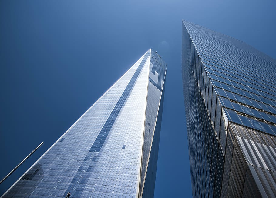 torres, skyscraper, clouds, blue, manhattan, new york, architecture HD wallpaper