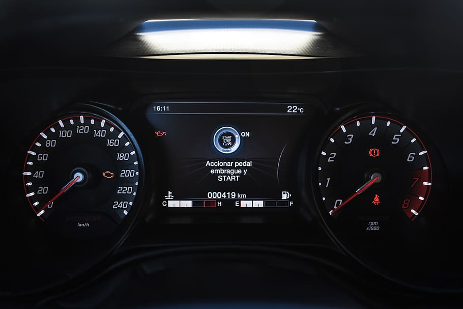 automobile, speedometer, vehicle, odometer, indicator, temperature