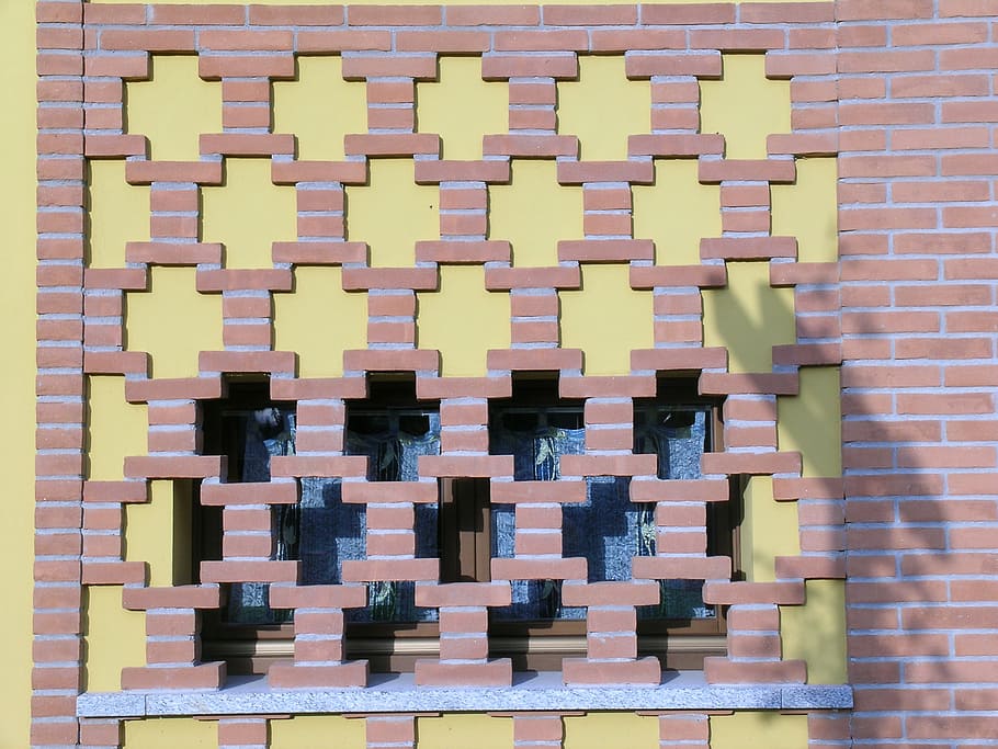 bricks, window, building, pattern, built structure, no people HD wallpaper